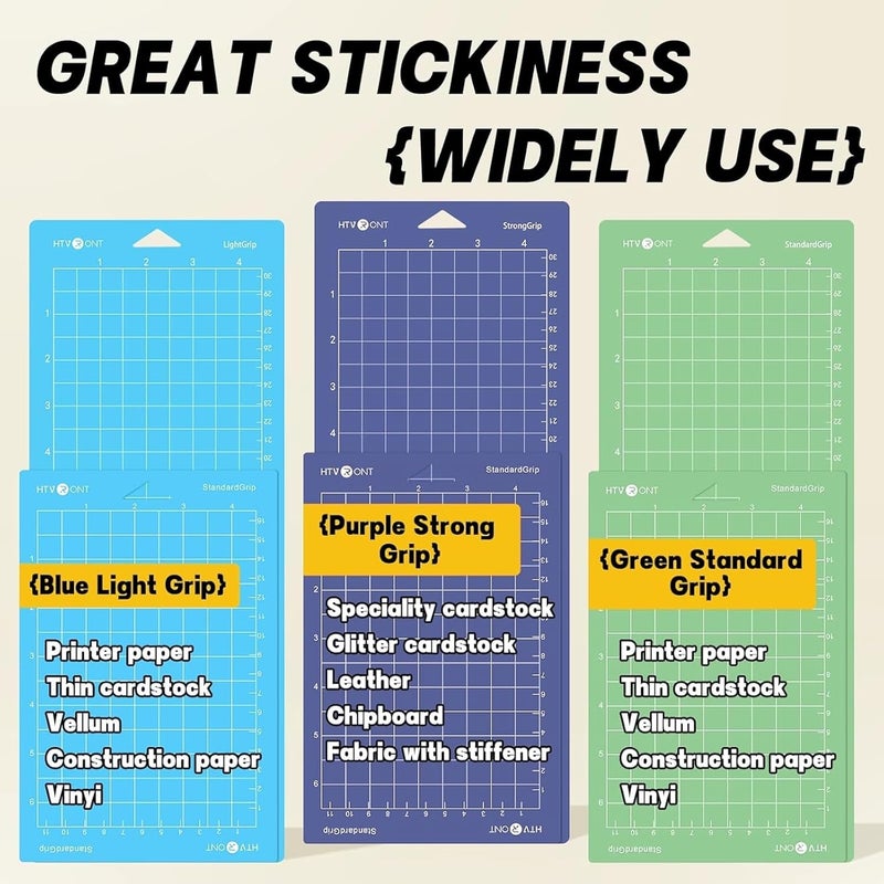 HTVRONT Cutting Mat Compatible with Cricut Joy, 6 Pack Cutting Mats (3 Pcs 4.5X12in & 3 Pcs 4.5X6.5in), Variety Adhesive Cutting Mats Replacement Accessories Compatible with Cricut Joy Accessories - Image 3